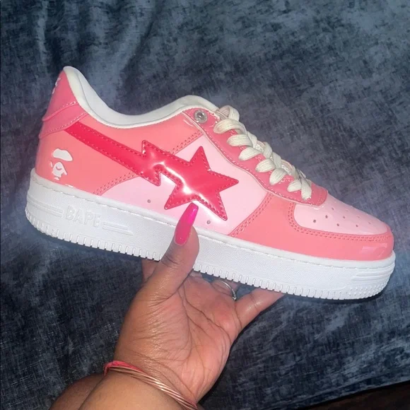 Bape | Shoes | Bape Kids Sneakers In Pink And White | Poshmark display picture 2